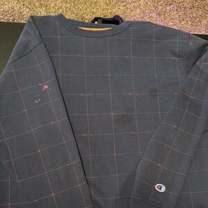 Champion Navy Crewneck with Subtle Grid Design